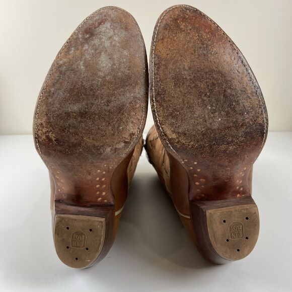 Dan Post Women's Boot Size 7.5 C Western Cowboy Boots Tan Brown 2 Tone Leather - Picture 11 of 14